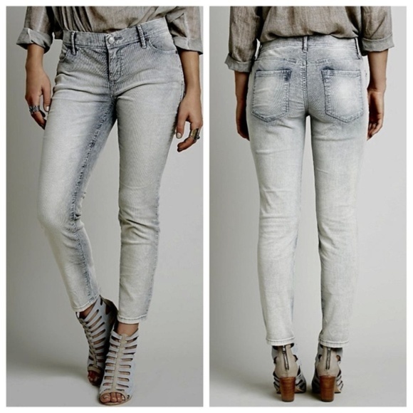 Free People Pants - Free People Gray Skinny Slim Corduroy Pants 29x26